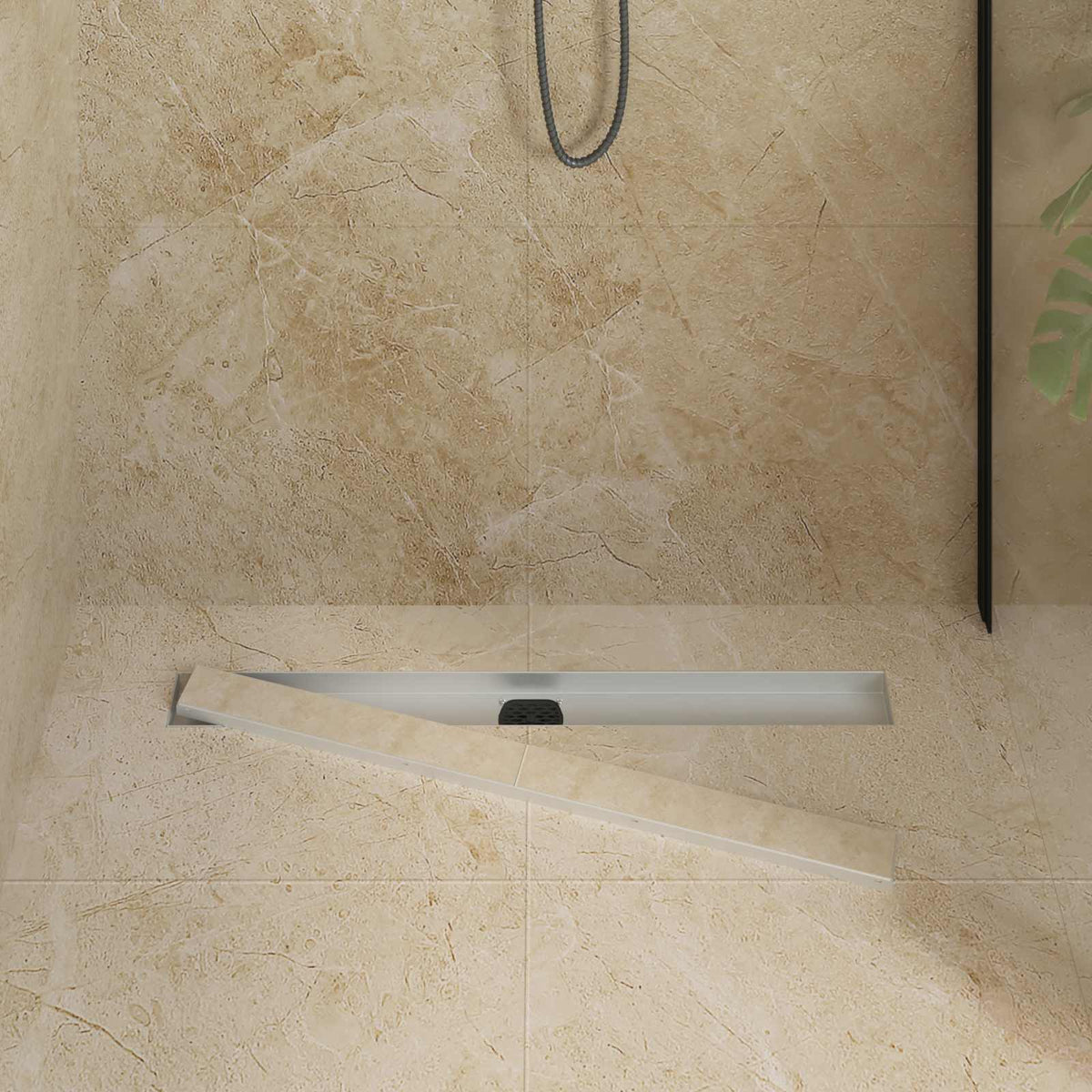 Bruserafløb 2-i-1 med 360° Siphon Sølv 80 cm Rustfrit Stål 304
