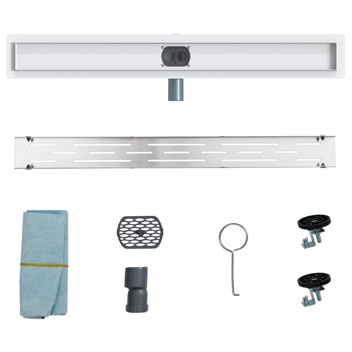 Bruseafløb Linje Design med 360° Siphon Sølv 80 cm