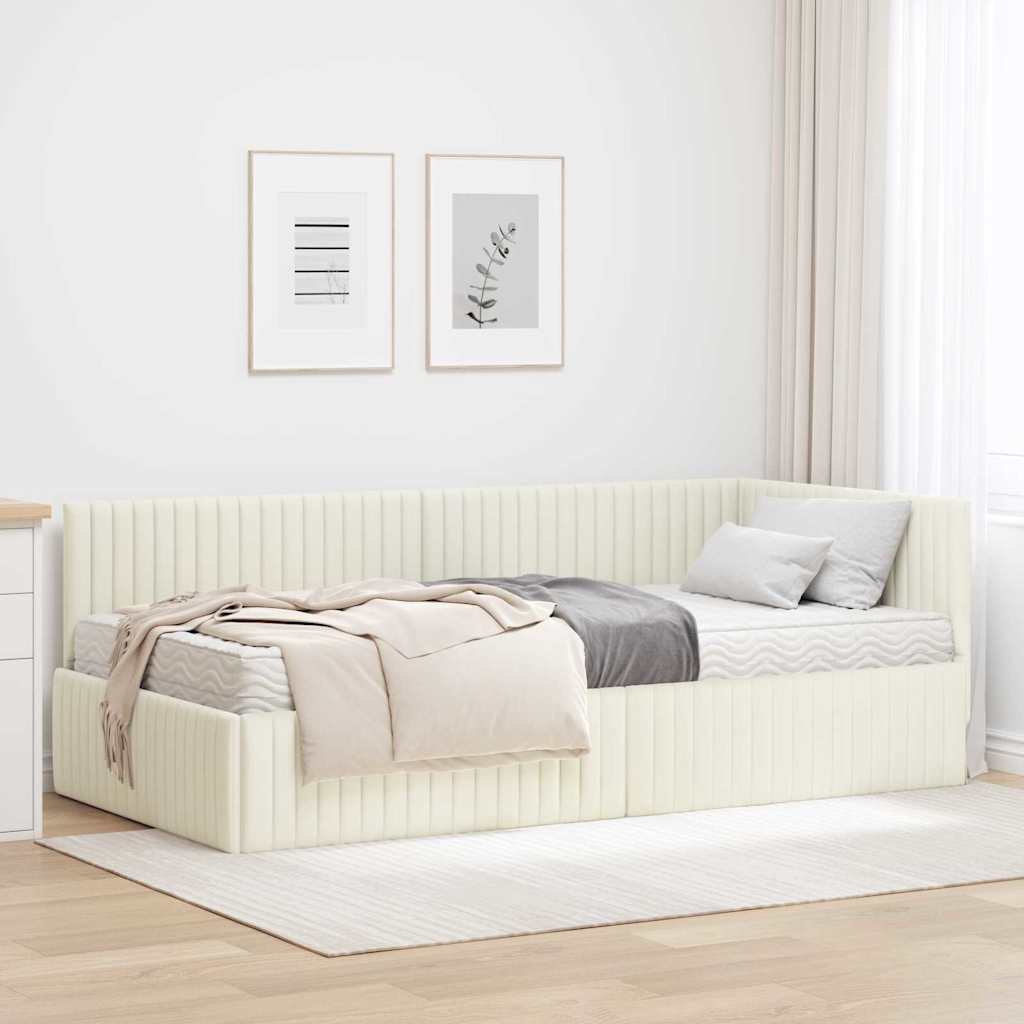 Hjørnesengramme med Madras 2 stk. Cremefarvet 100 x 200 cm