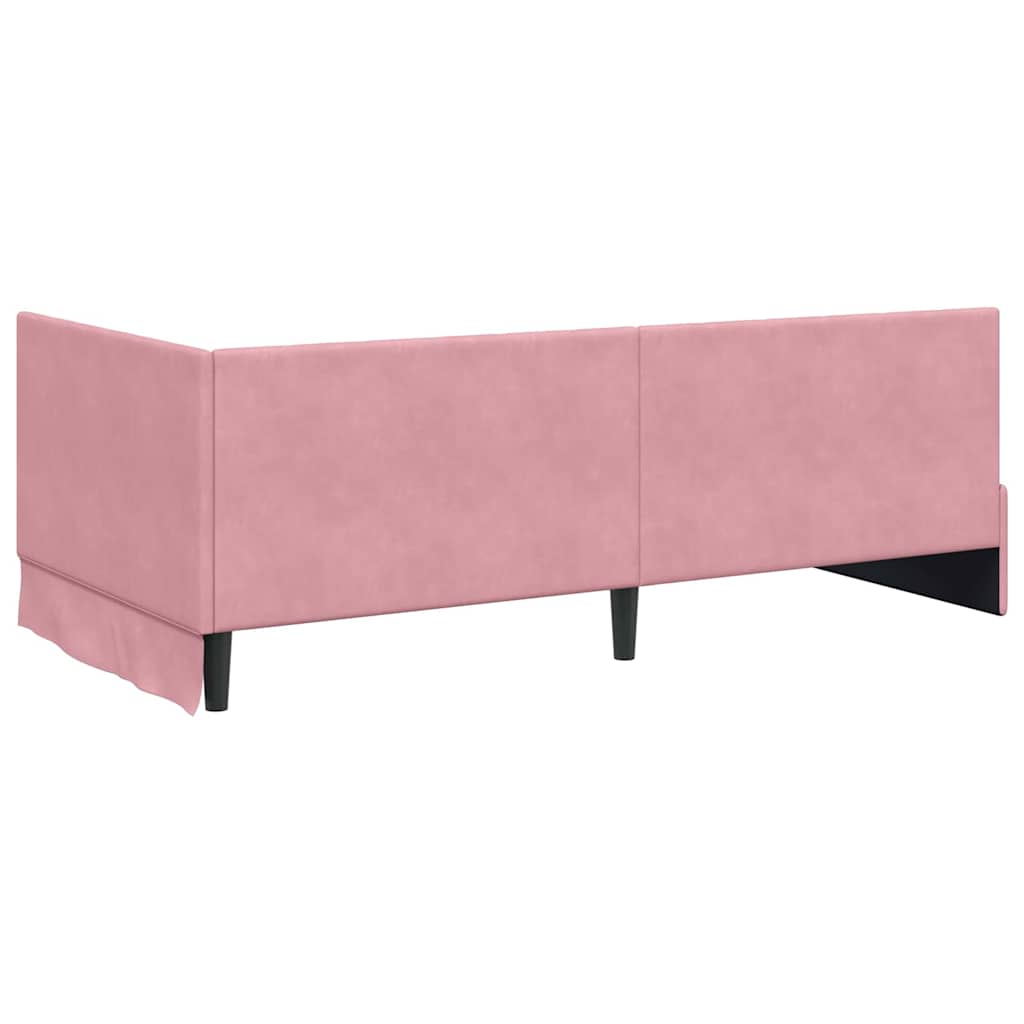 Hjørnesengramme med Madras 2 stk. Lyserød 90 x 200 cm Fløjl