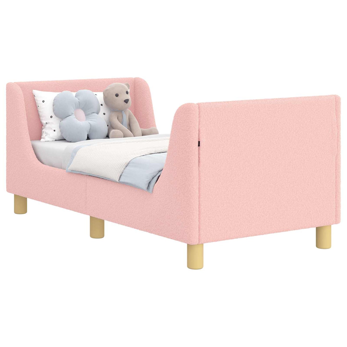 Sengestel til tumling med hovedgærde Lyserød 70 x 140 cm Bouclé