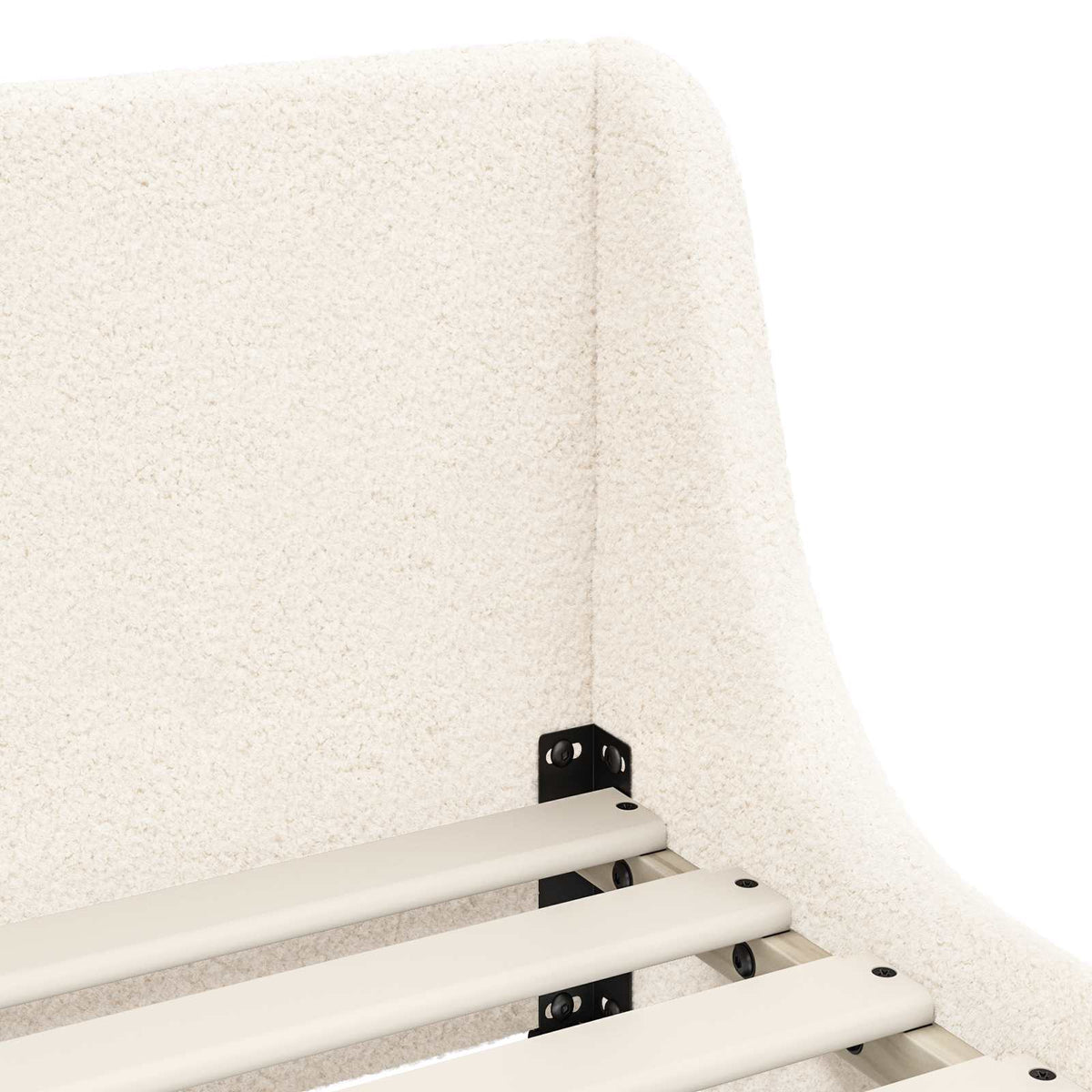 Børnesengestel med hovedgærde Cremefarvet 80 x 200 cm Bouclé