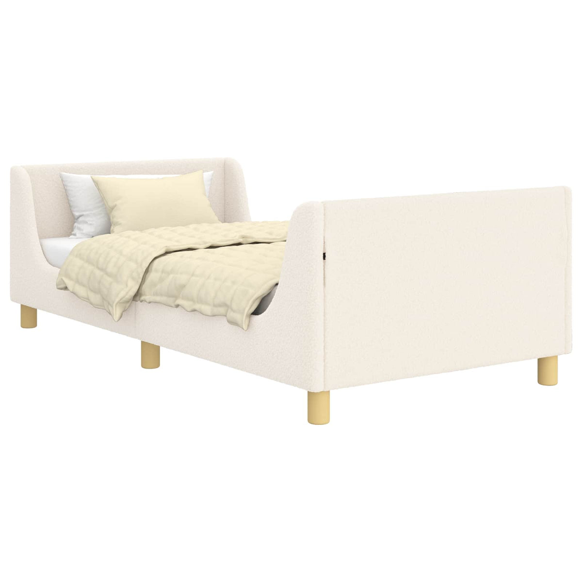 Børnesengestel med hovedgærde Cremefarvet 90 x 190 cm Bouclé