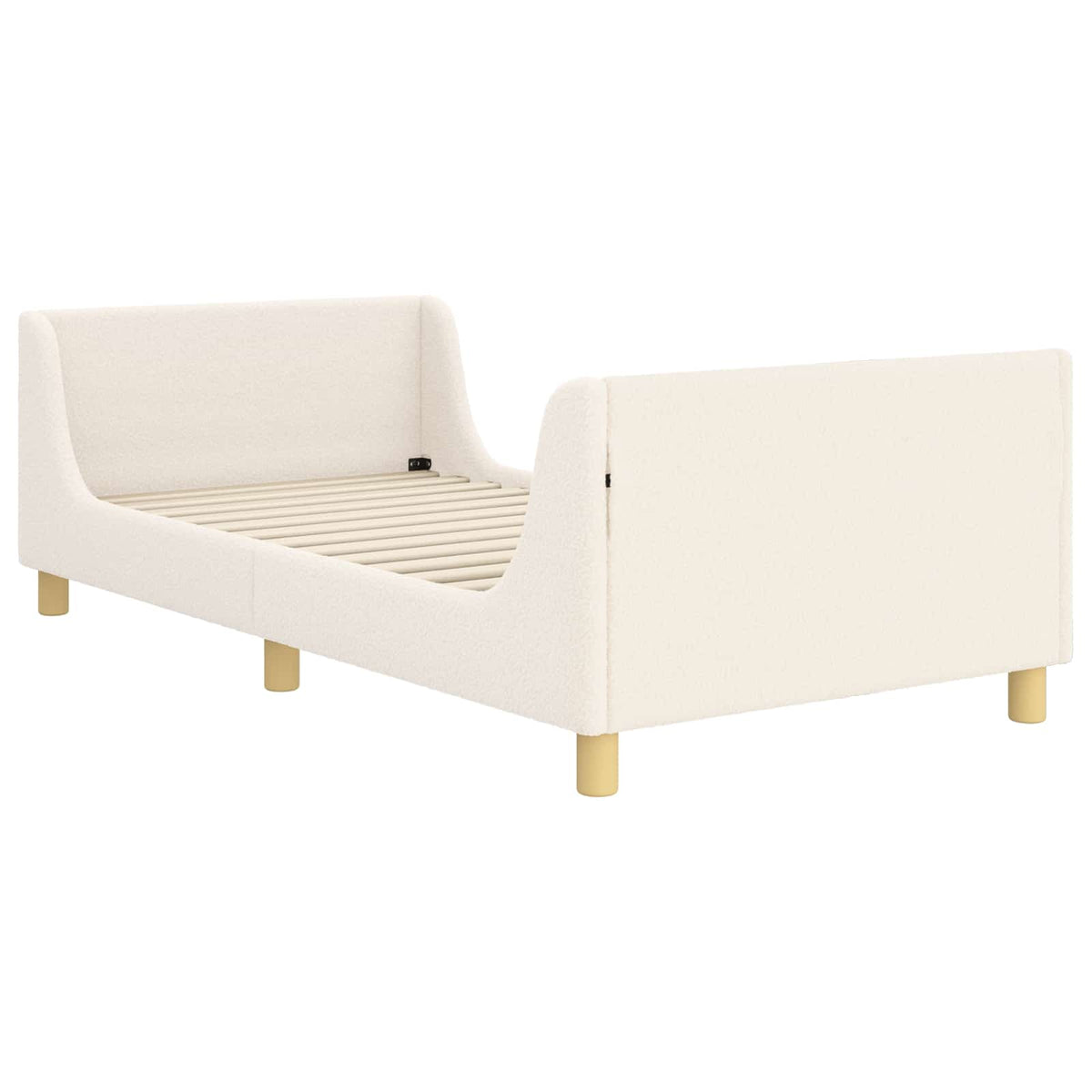 Børnesengestel med hovedgærde Cremefarvet 90 x 190 cm Bouclé