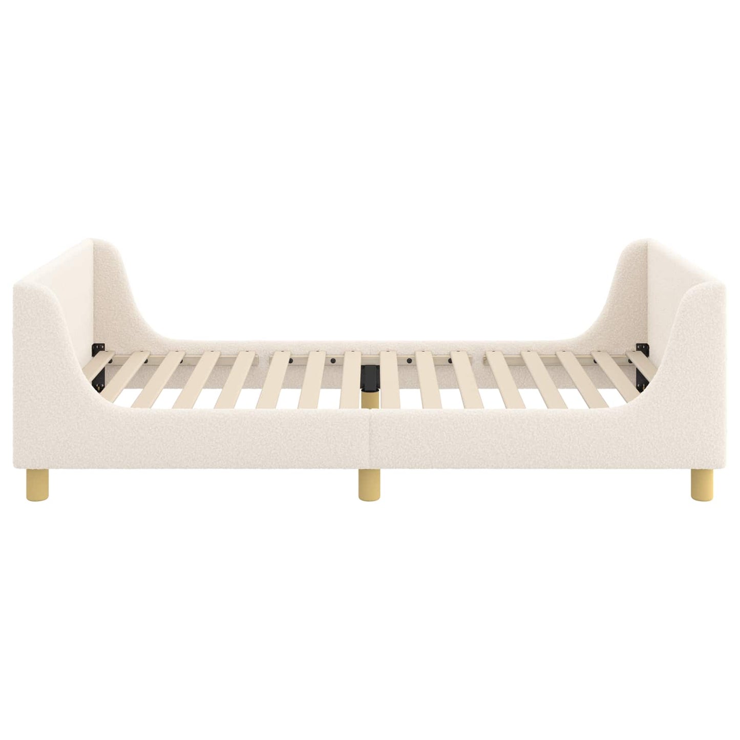 Børnesengestel med hovedgærde Cremefarvet 90 x 190 cm Bouclé