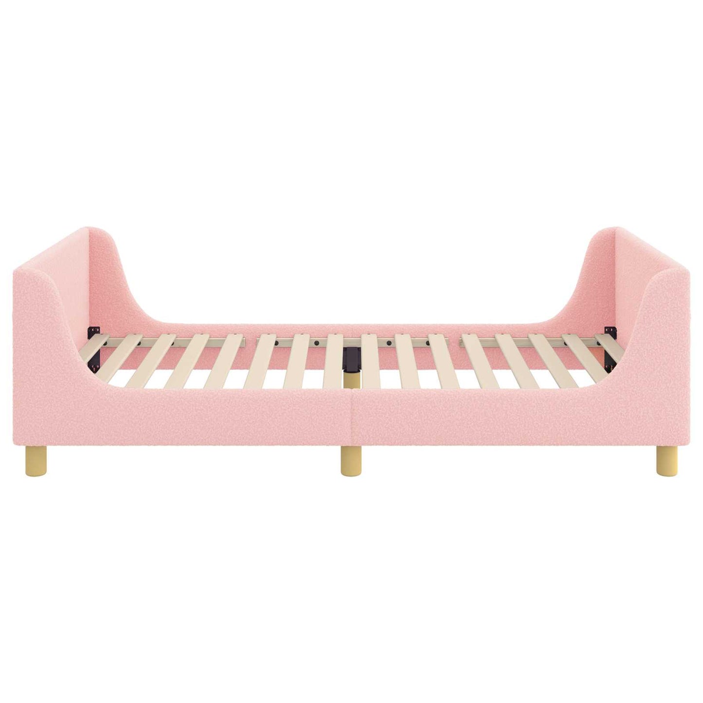 Børnesengestel med hovedgærde Lyserød 90 x 190 cm Bouclé