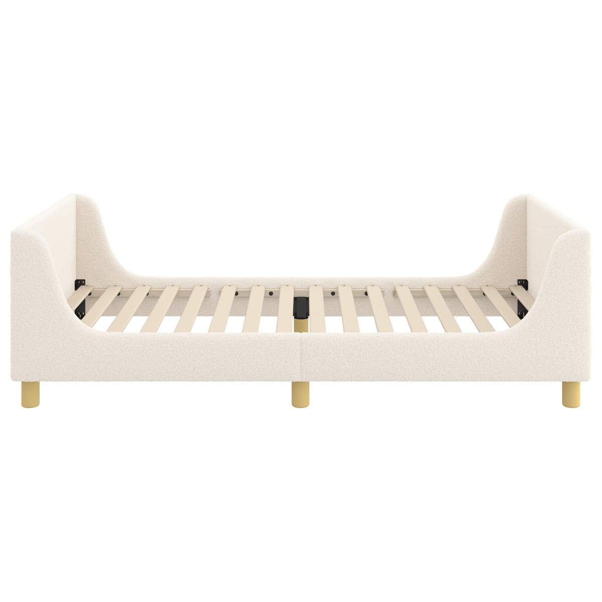 Børnesengestel med hovedgærde Cremefarvet 90 x 200 cm Bouclé