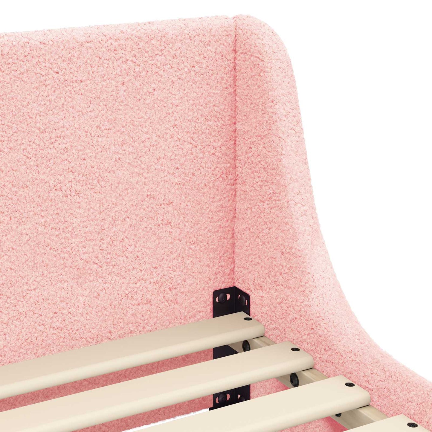 Børnesengestel med hovedgærde Lyserød 90 x 200 cm Bouclé