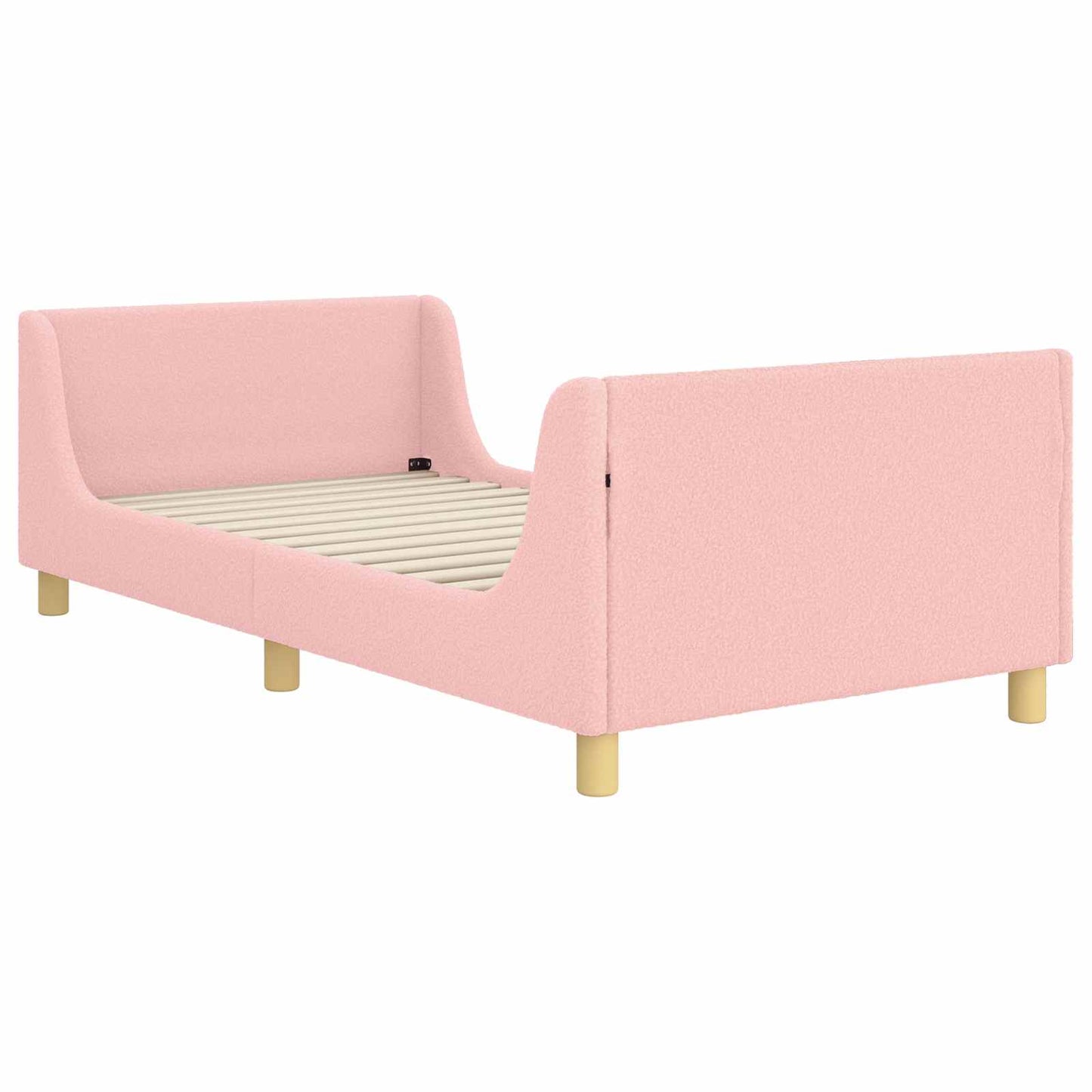 Børnesengestel med hovedgærde Lyserød 90 x 200 cm Bouclé