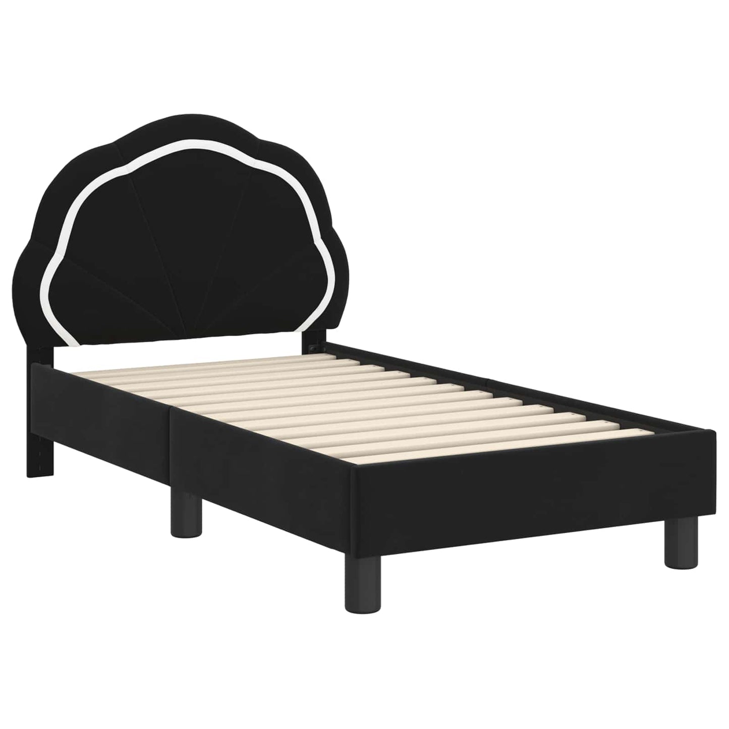 Sengestel til tumling med hovedgærde Sort 70 x 140 cm Fløjl