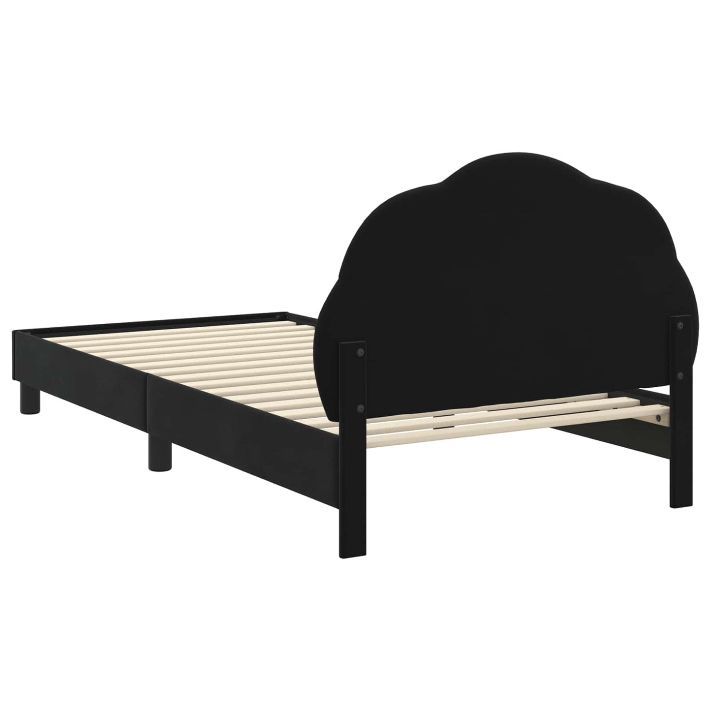 Børnesengestel med hovedgærde Sort 80 x 200 cm Fløjl