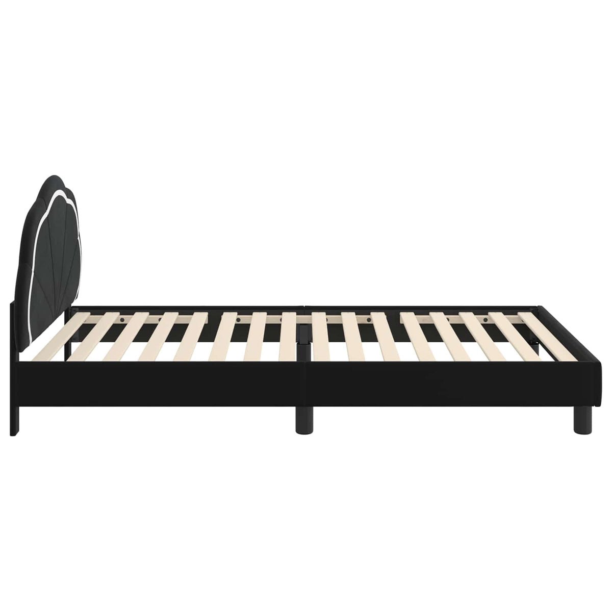 Børnesengestel med hovedgærde Sort 90 x 190 cm Fløjl