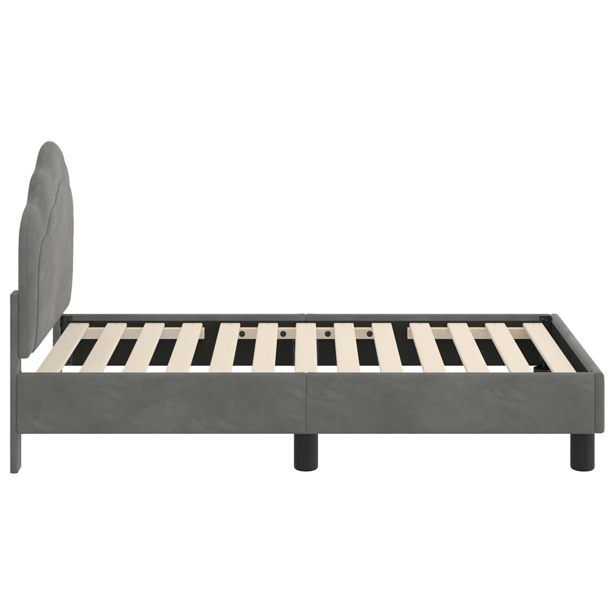 Sengestel til tumling med hovedgærde Mørkegrå 70 x 140 cm Fløjl