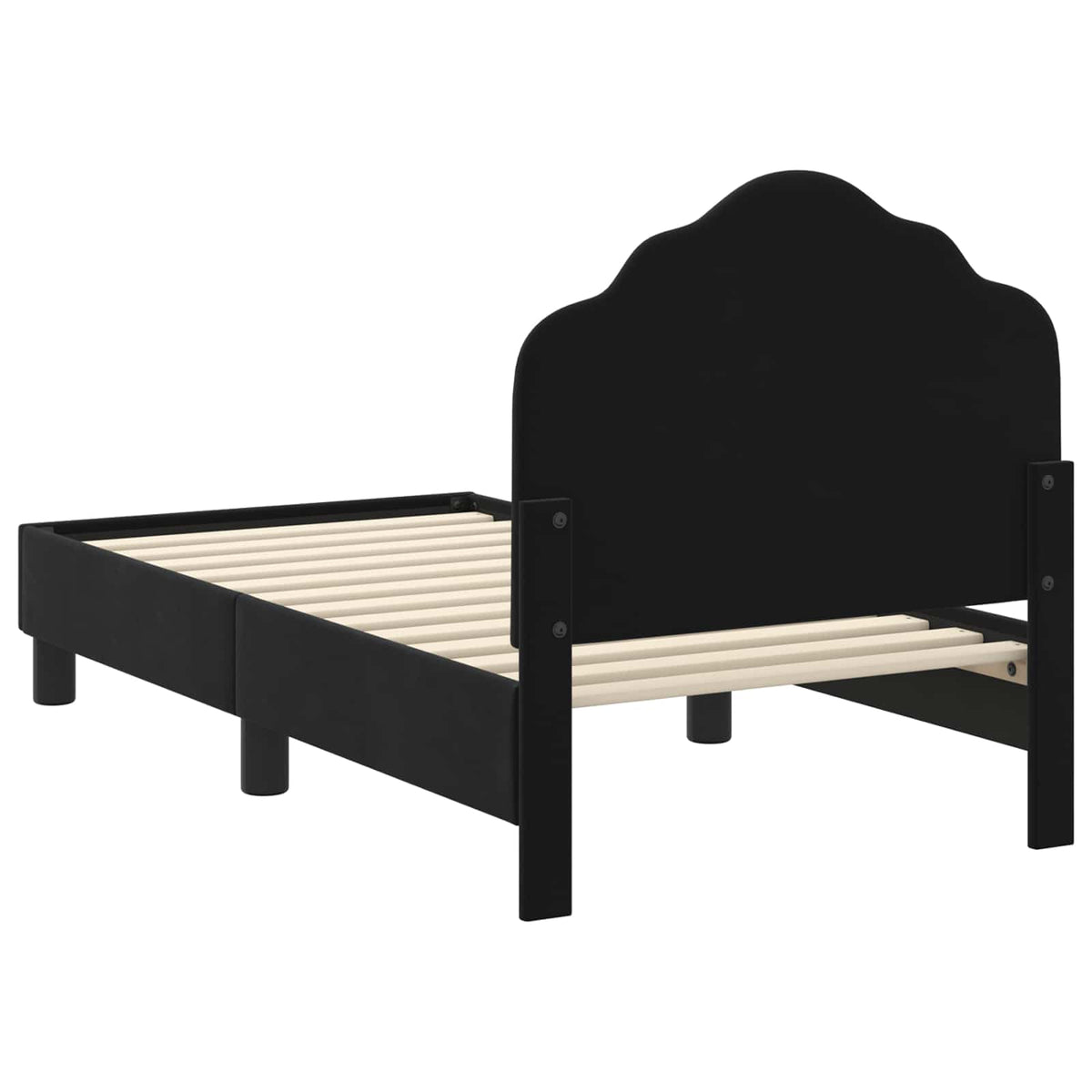 Sengestel til tumling med hovedgærde Sort 70 x 140 cm Fløjl