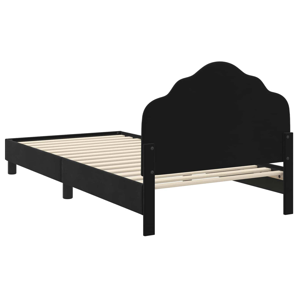 Børnesengestel med hovedgærde Sort 90 x 190 cm Fløjl
