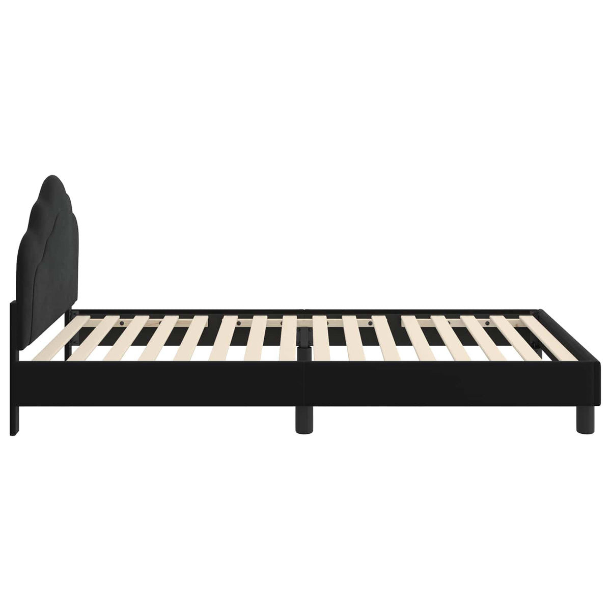 Børnesengestel med hovedgærde Sort 90 x 190 cm Fløjl