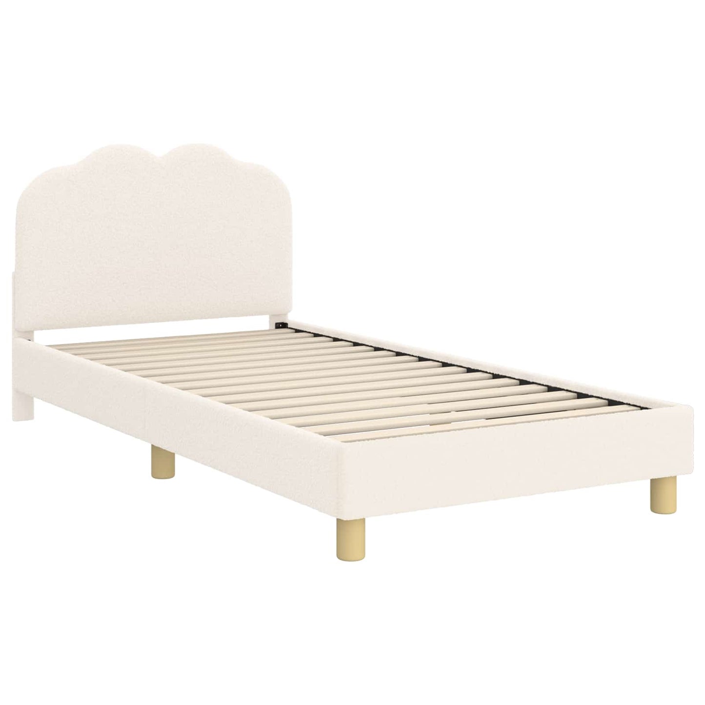 Børnesengestel med hovedgærde Cremefarvet 80 x 200 cm Bouclé