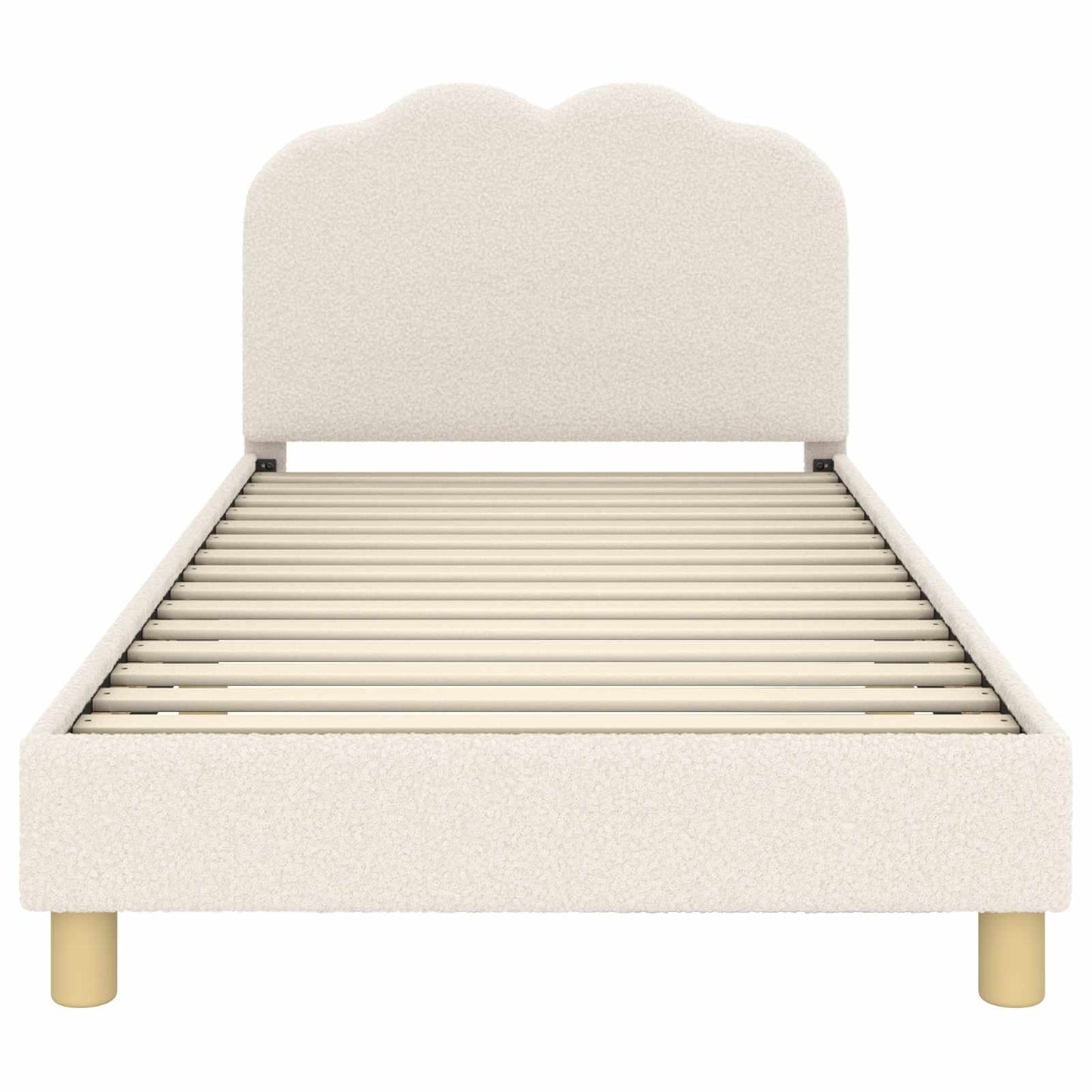 Børnesengestel med hovedgærde Cremefarvet 80 x 200 cm Bouclé