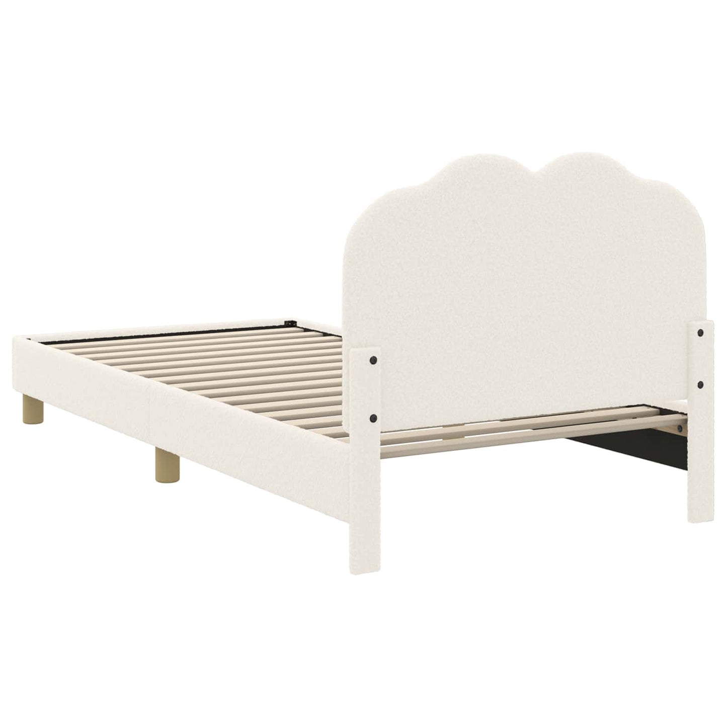 Børnesengestel med hovedgærde Cremefarvet 90 x 190 cm Bouclé