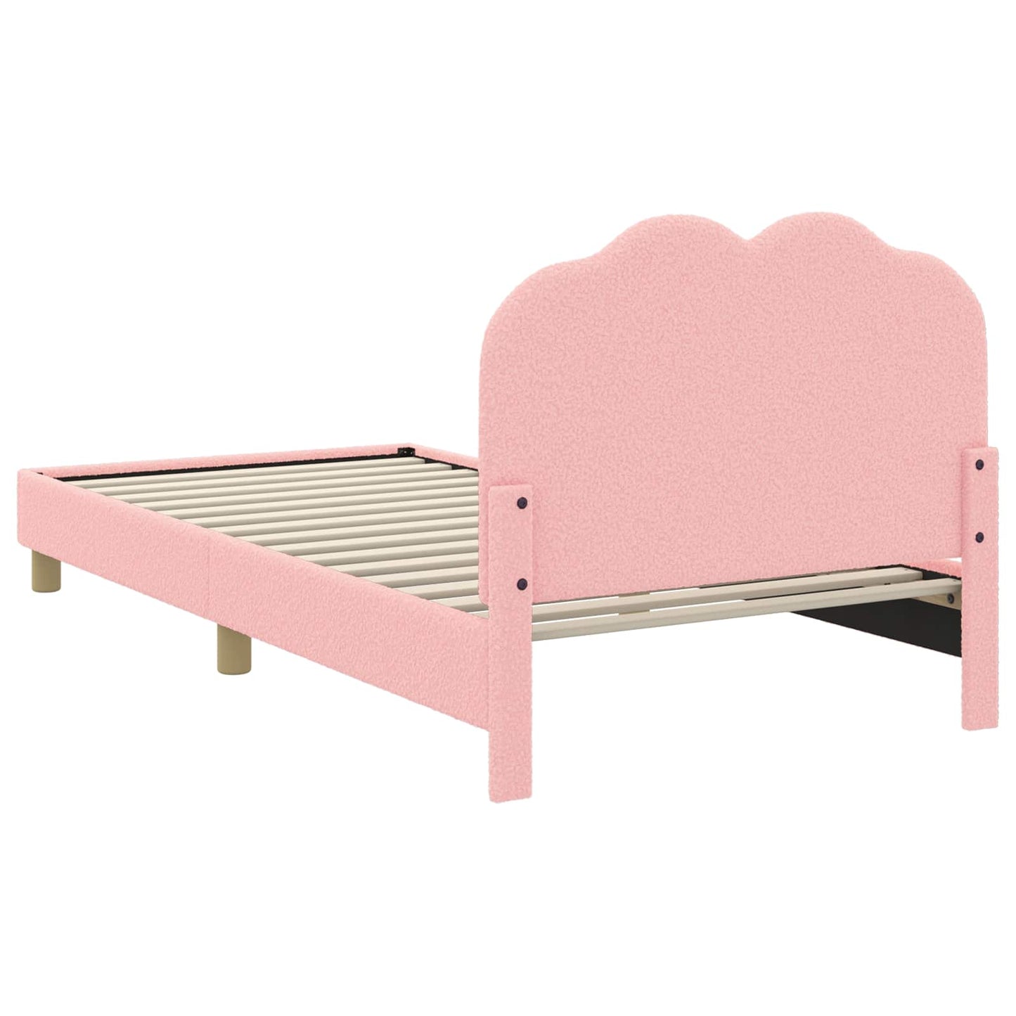Børnesengestel med hovedgærde Lyserød 90 x 190 cm Bouclé