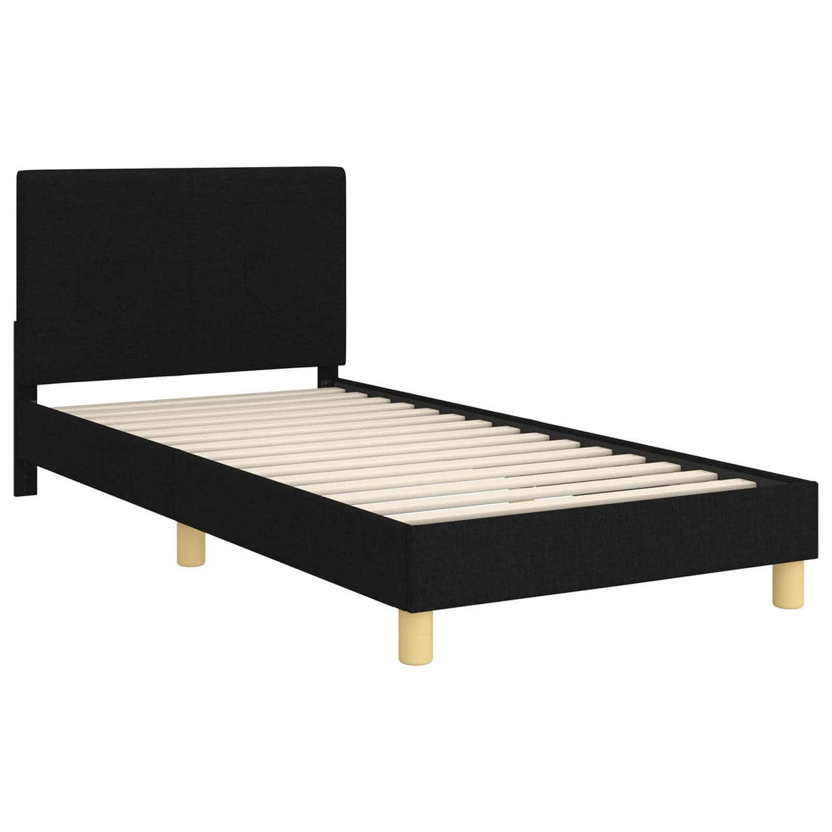 Børnesengestel med hovedgærde Sort 90 x 200 cm Stof