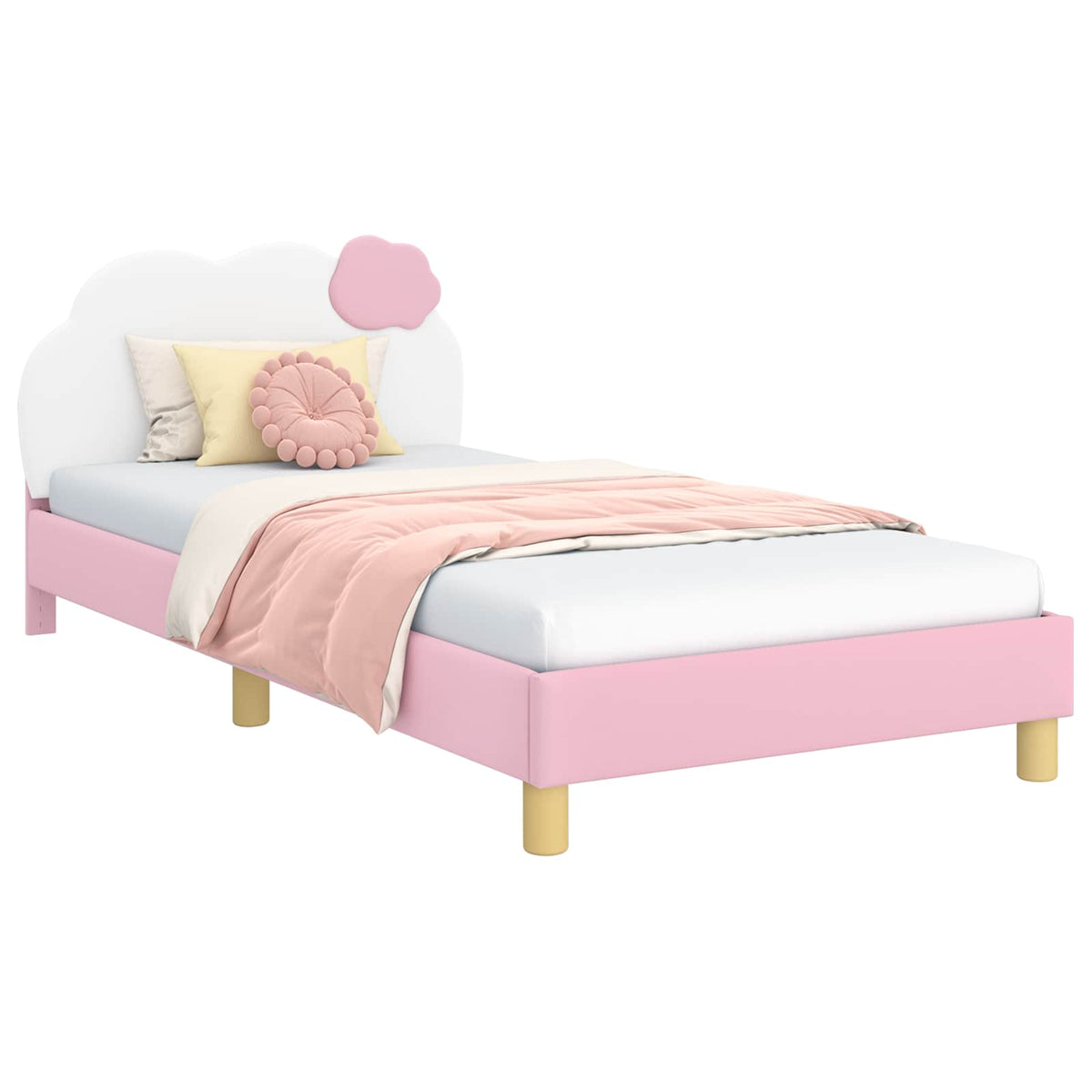 Børnesengestel med hovedgærde Lyserød 90 x 190 cm PU