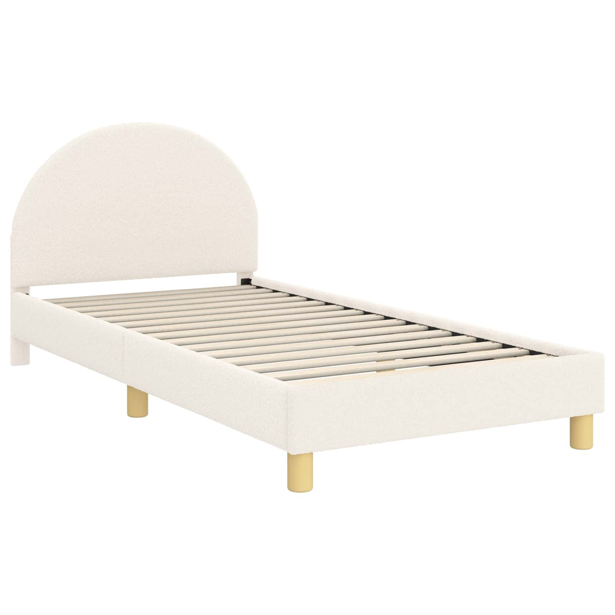 Børnesengestel med hovedgærde Cremefarvet 90 x 190 cm Bouclé