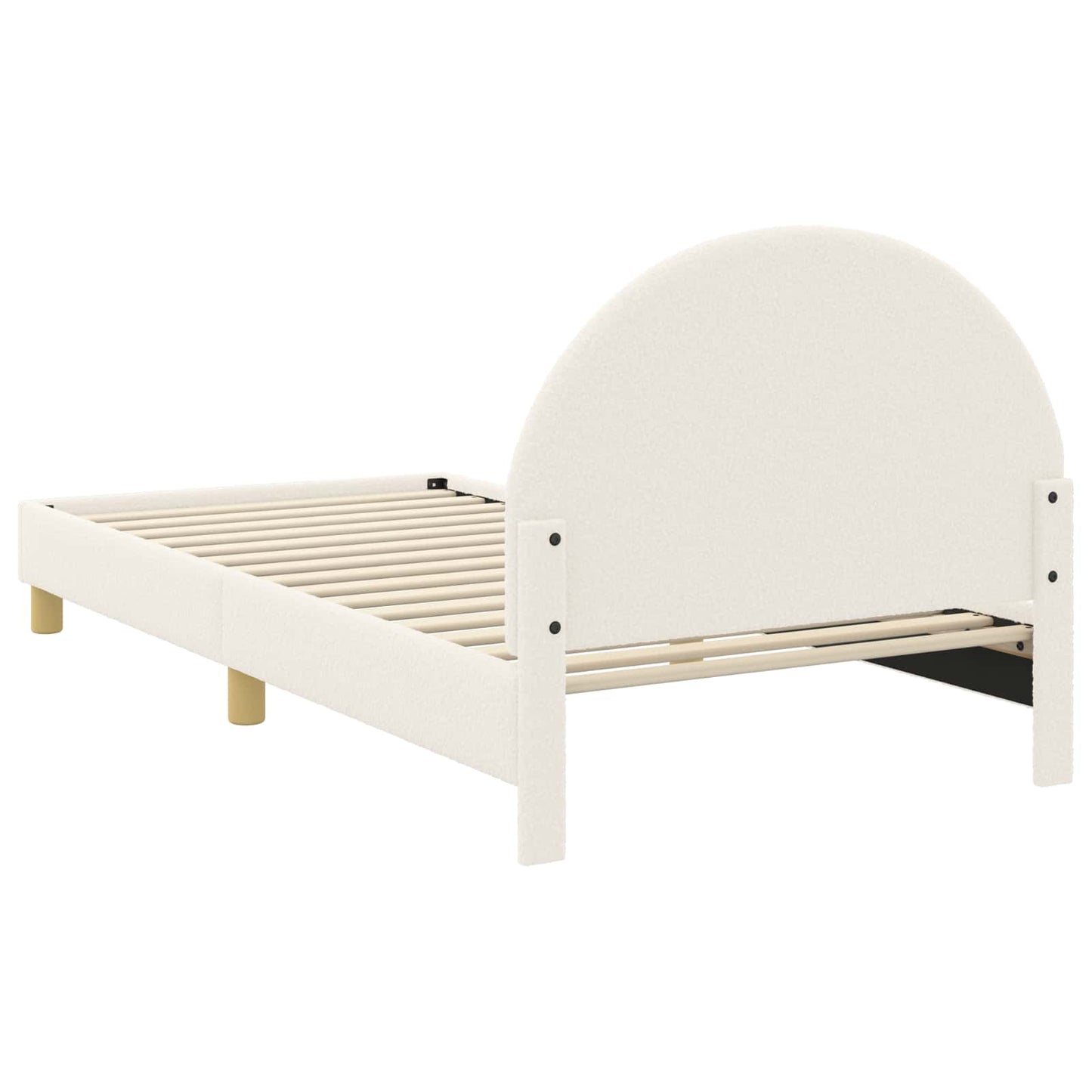 Børnesengestel med hovedgærde Cremefarvet 90 x 190 cm Bouclé