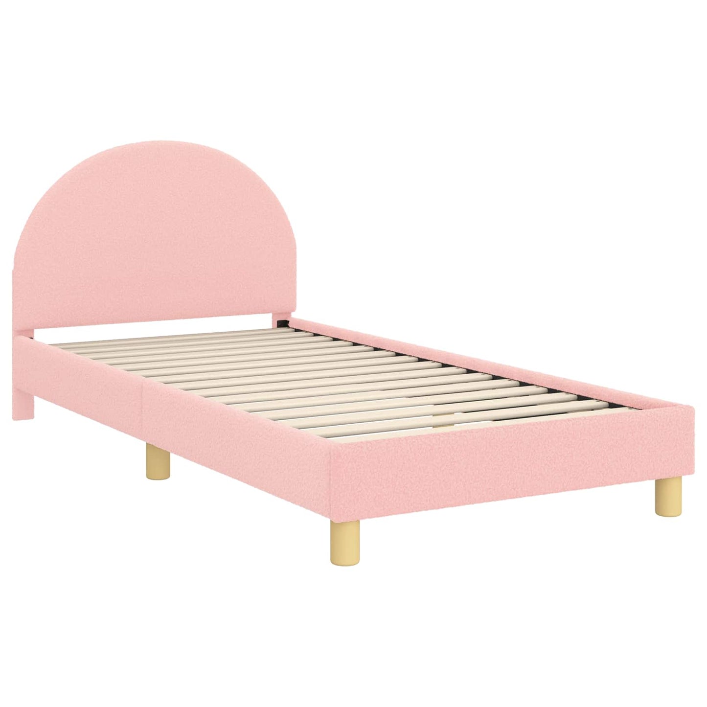Børnesengestel med hovedgærde Lyserød 90 x 190 cm Bouclé