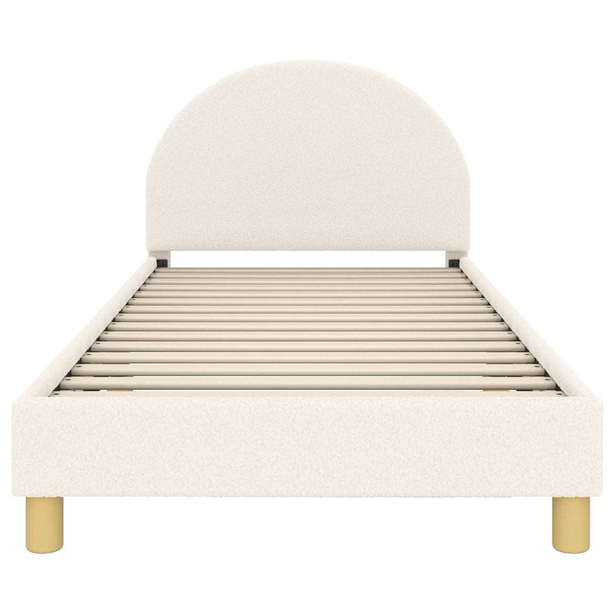 Børnesengestel med hovedgærde Cremefarvet 90 x 200 cm Bouclé