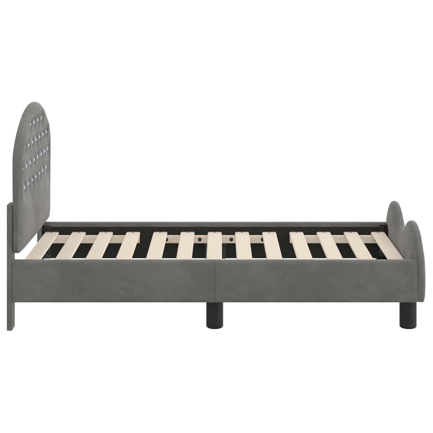 Sengestel til tumling med hovedgærde Mørkegrå 70 x 140 cm Fløjl