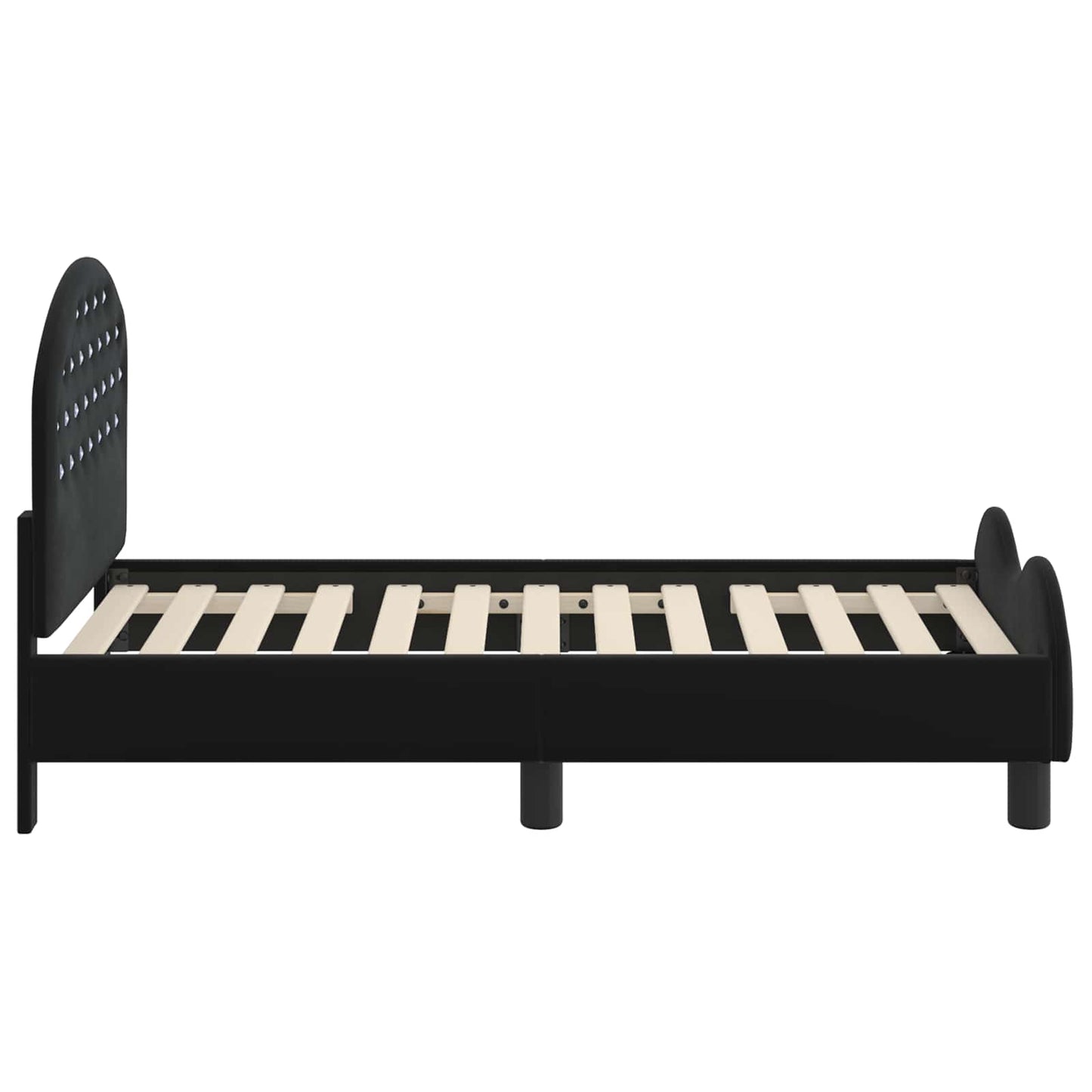 Sengestel til tumling med hovedgærde Sort 70 x 140 cm Fløjl