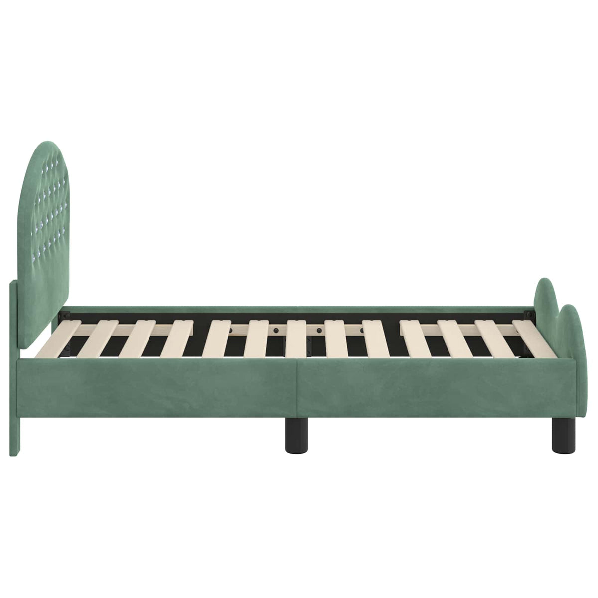 Sengestel til tumling med hovedgærde Havgrøn 70 x 140 cm Fløjl