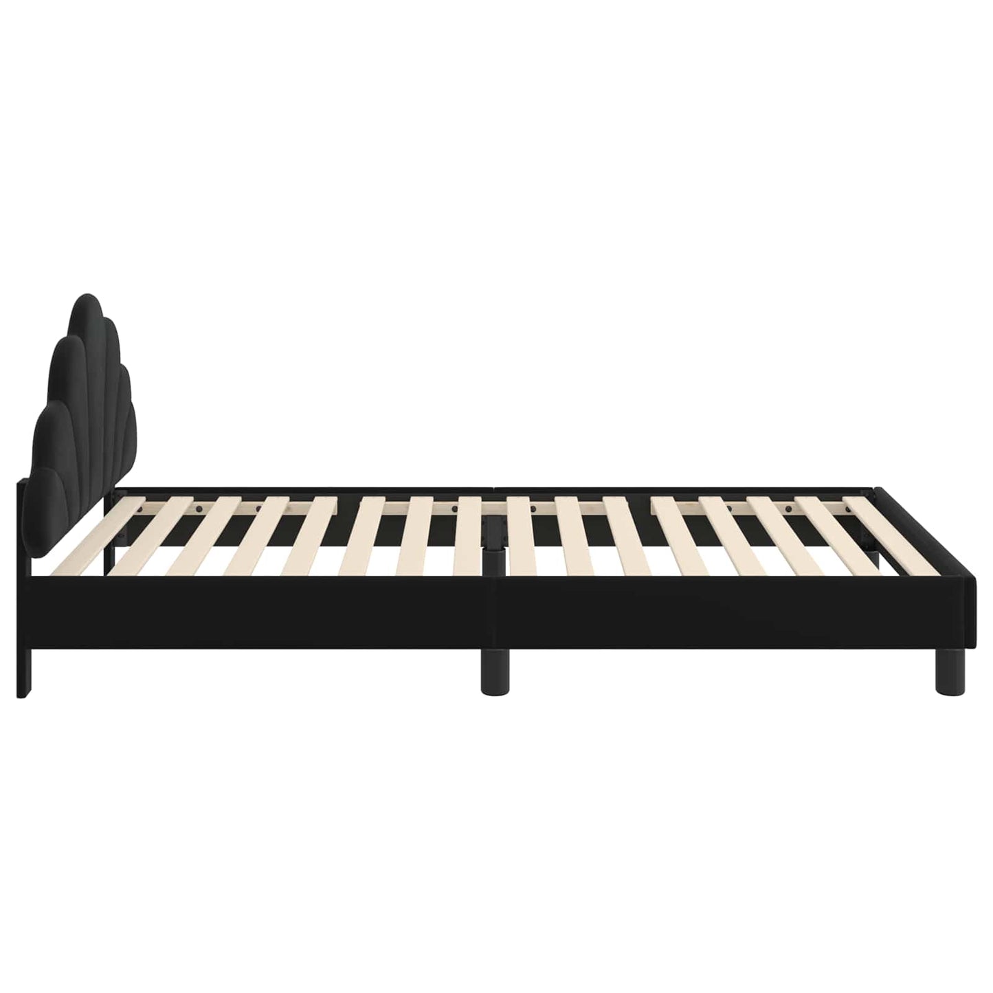 Børnesengestel med hovedgærde Sort 90 x 190 cm Fløjl