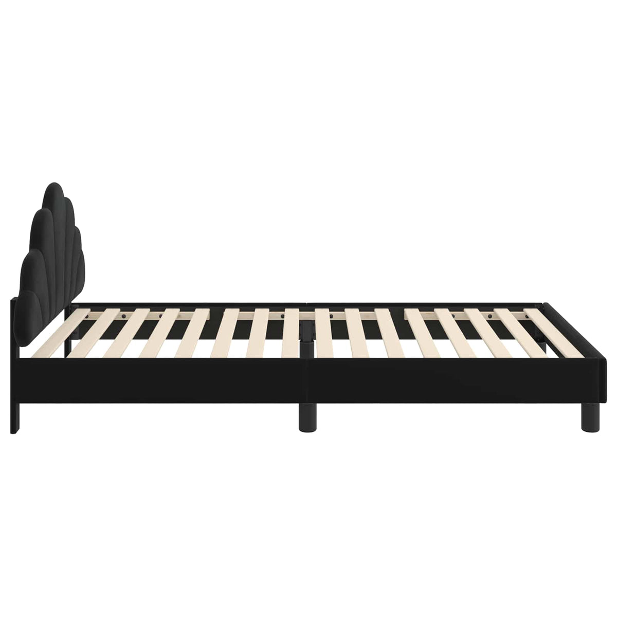 Børnesengestel med hovedgærde Sort 90 x 200 cm Fløjl
