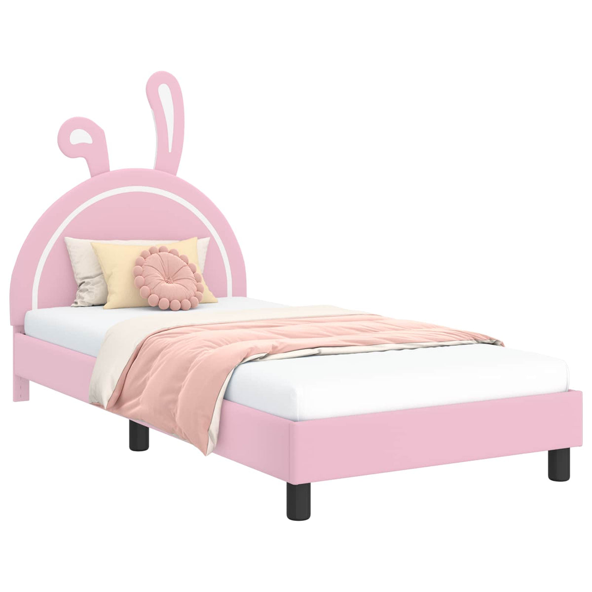 Børnesengestel med hovedgærde Lyserød 90 x 190 cm PU