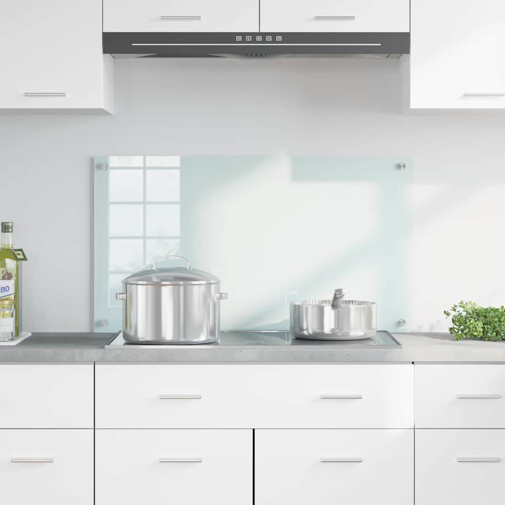 Køkkenbacksplash Mælk 90 x 50 cm hærdet glas