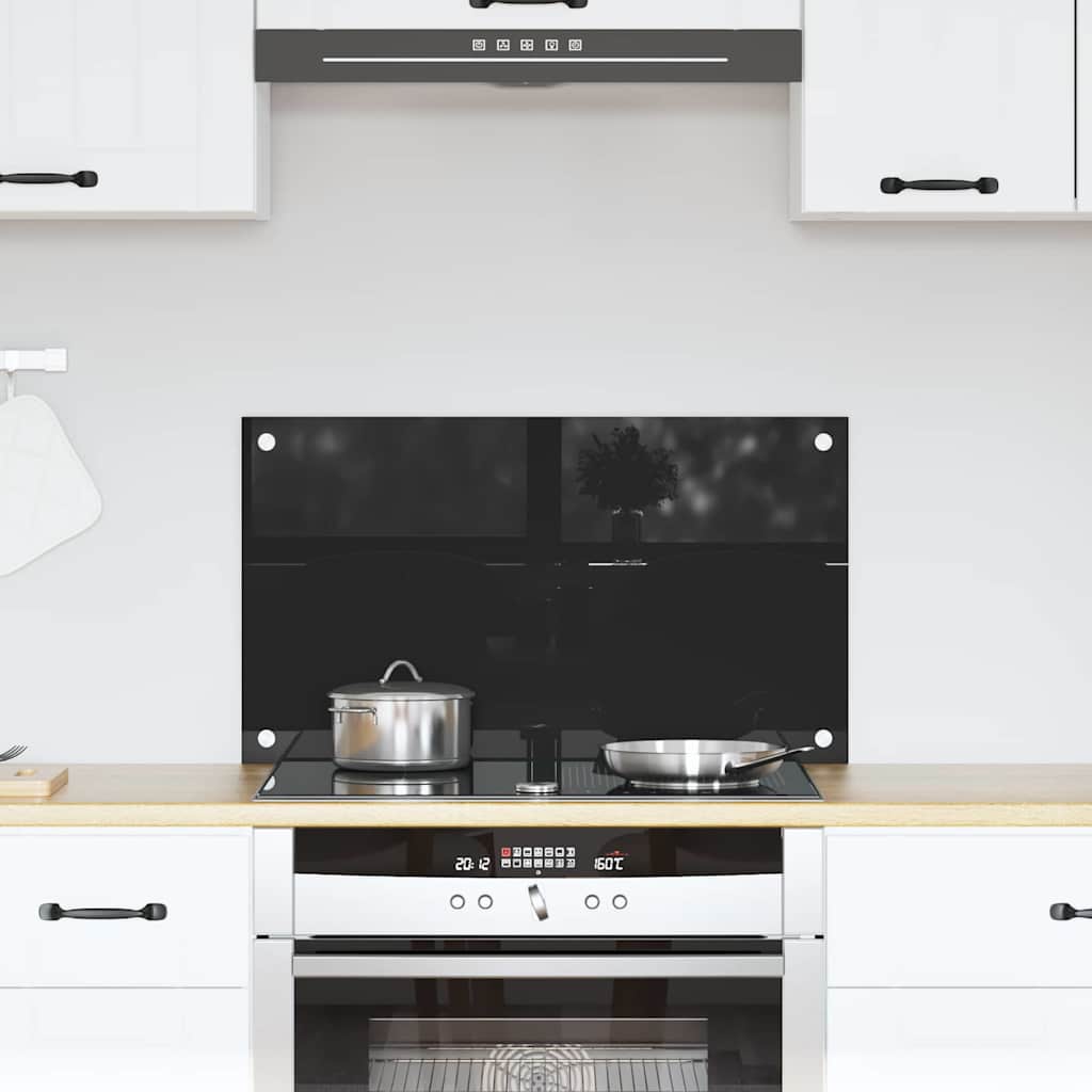 Køkkenbacksplash Sort 70 x 40 cm hærdet glas