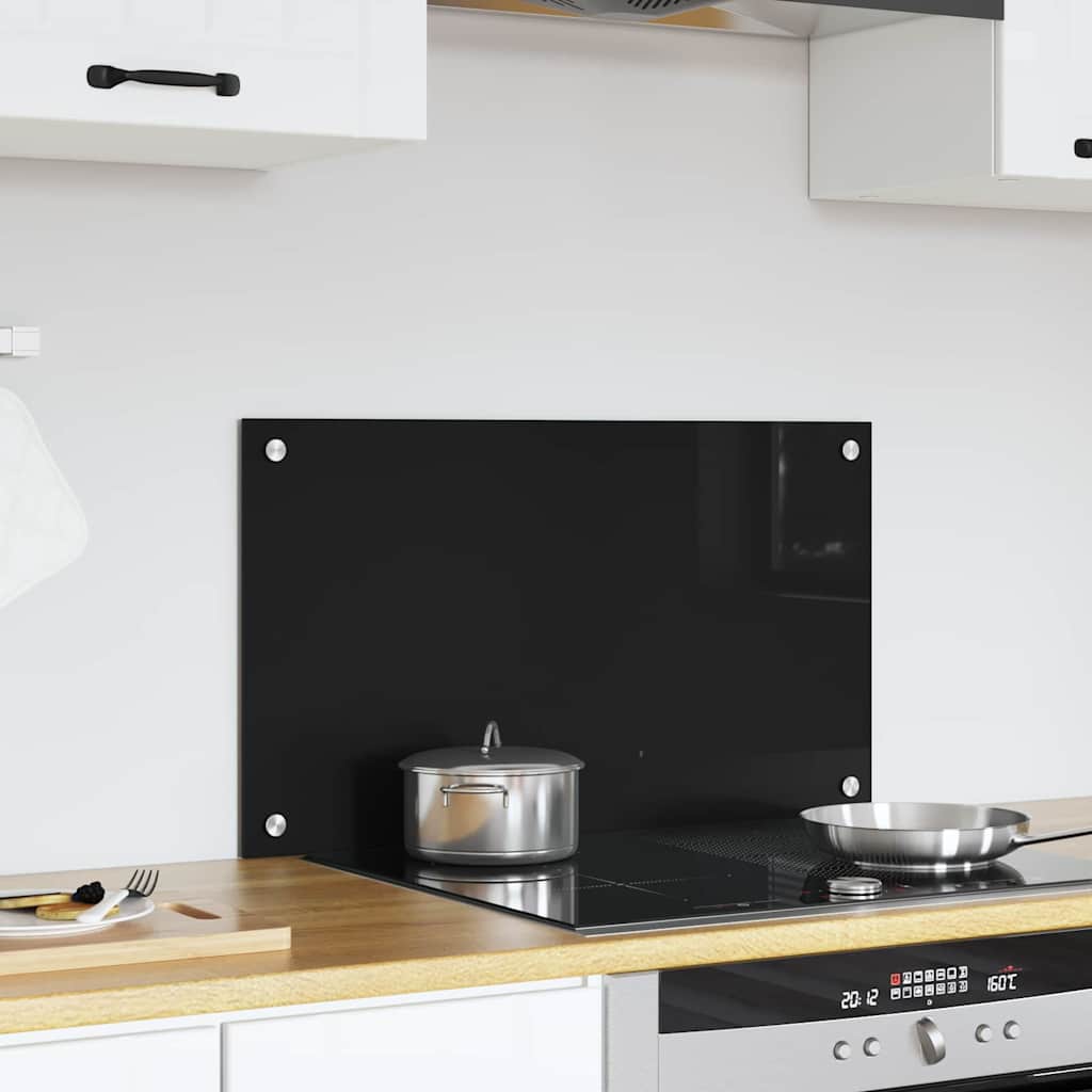 Køkkenbacksplash Sort 70 x 40 cm hærdet glas