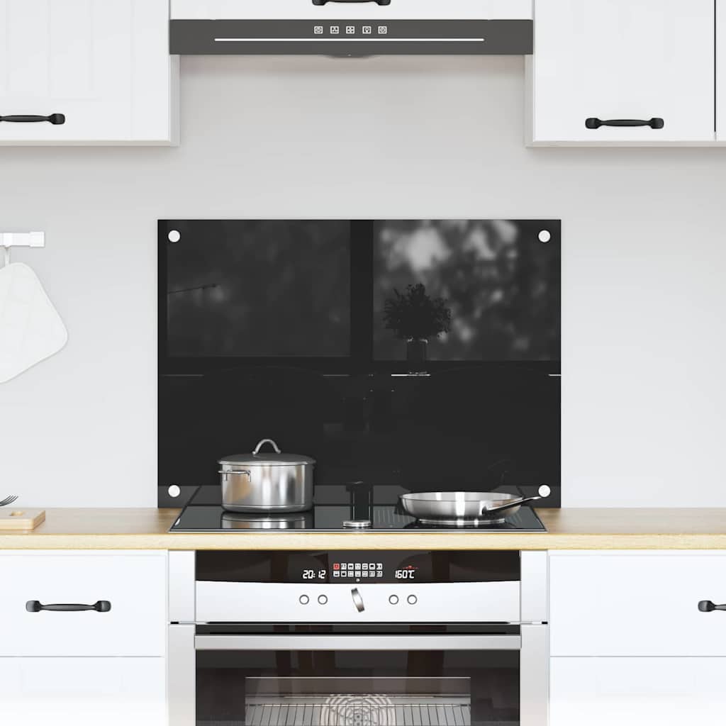 Køkkenbacksplash Sort 70 x 50 cm hærdet glas