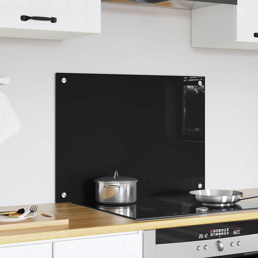 Køkkenbacksplash Sort 70 x 50 cm hærdet glas