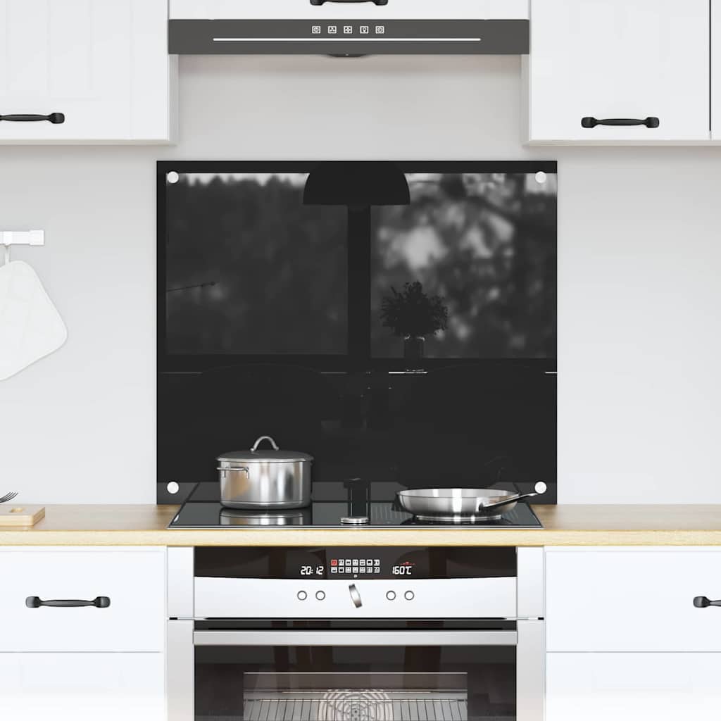 Køkkenbacksplash Sort 70 x 60 cm hærdet glas