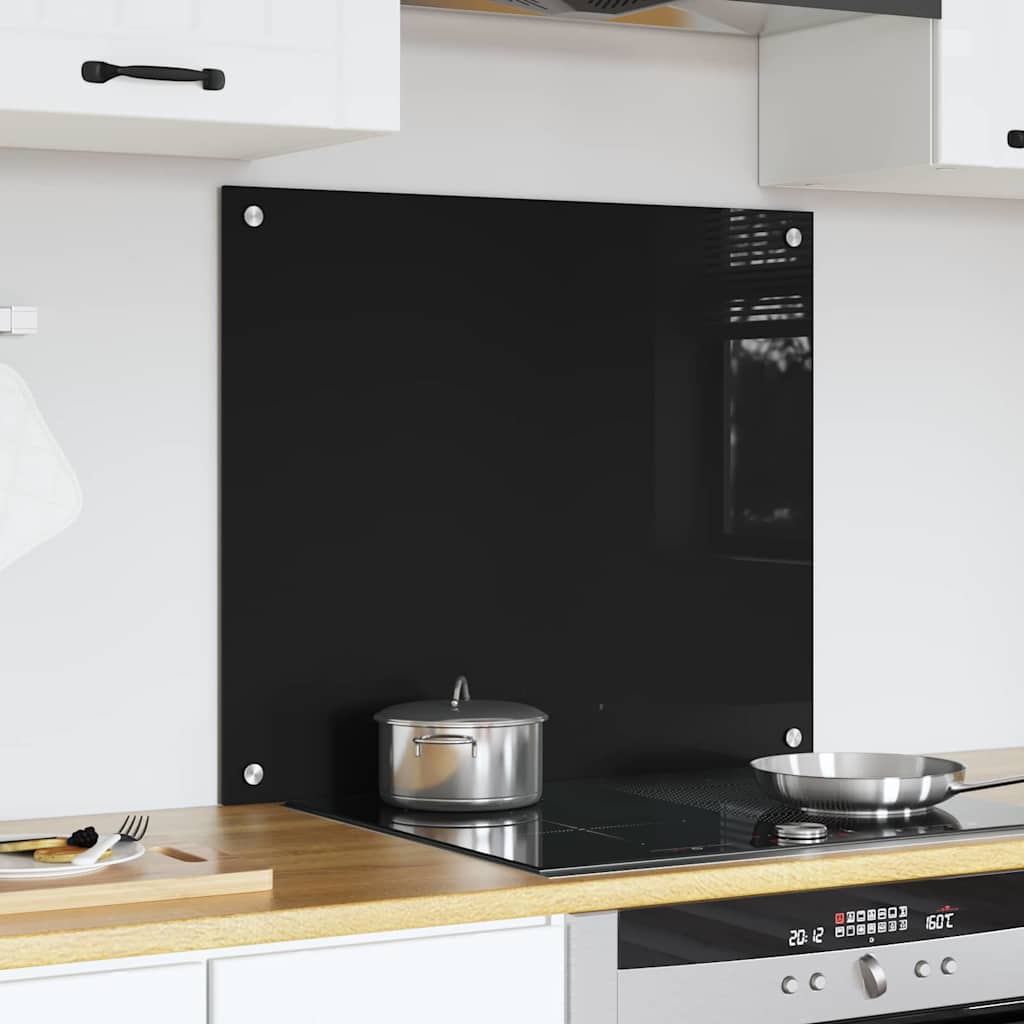 Køkkenbacksplash Sort 70 x 60 cm hærdet glas
