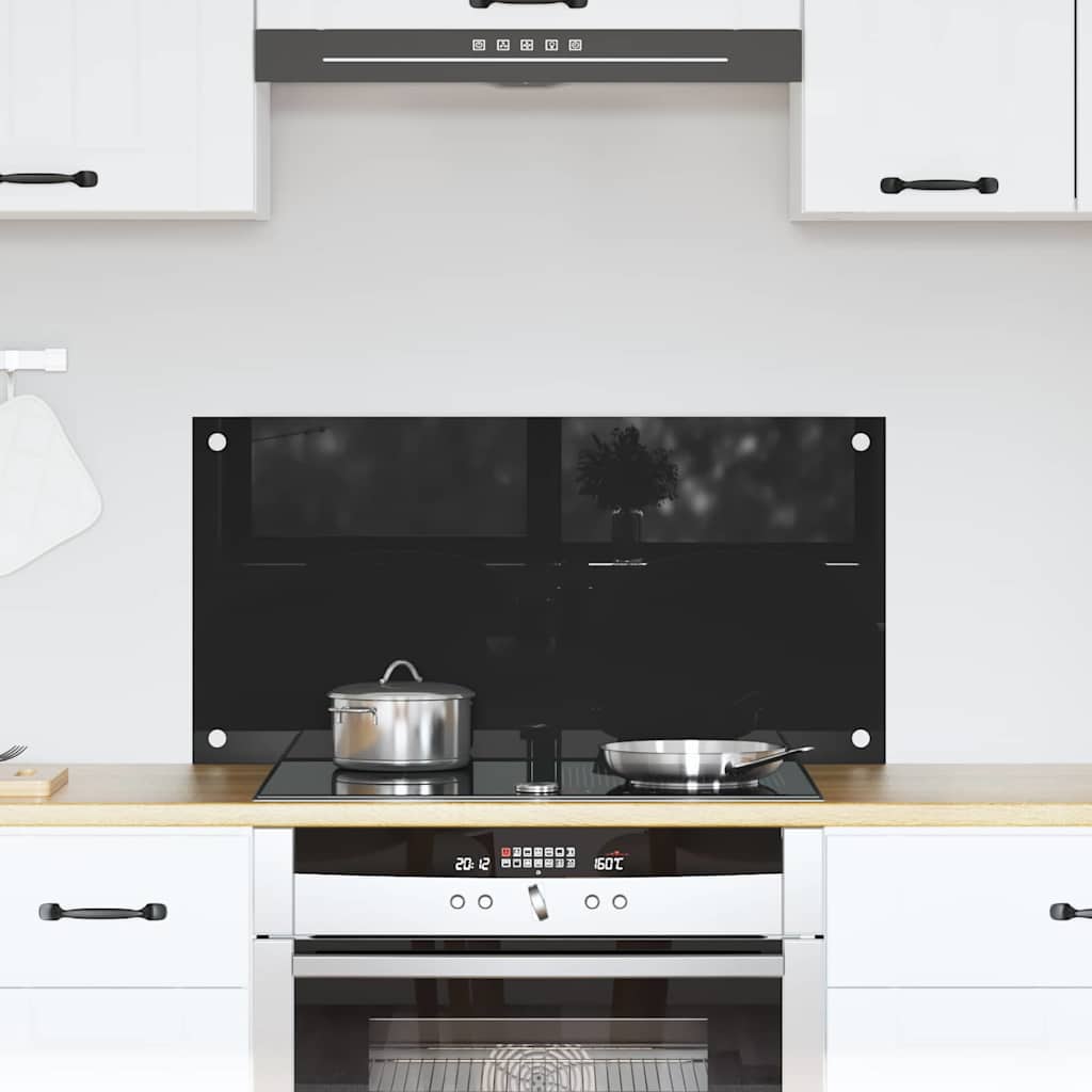 Køkkenbacksplash Sort 80 x 40 cm hærdet glas