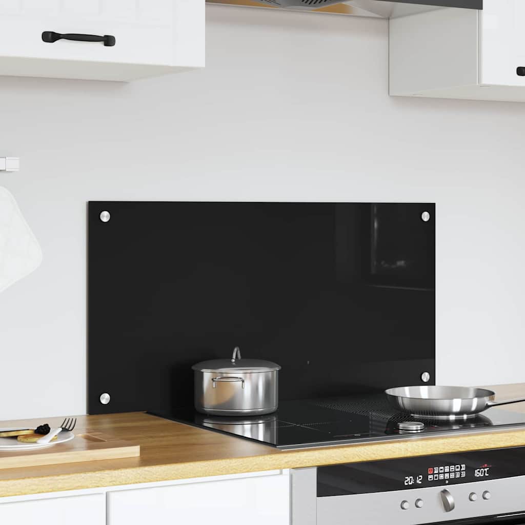 Køkkenbacksplash Sort 80 x 40 cm hærdet glas