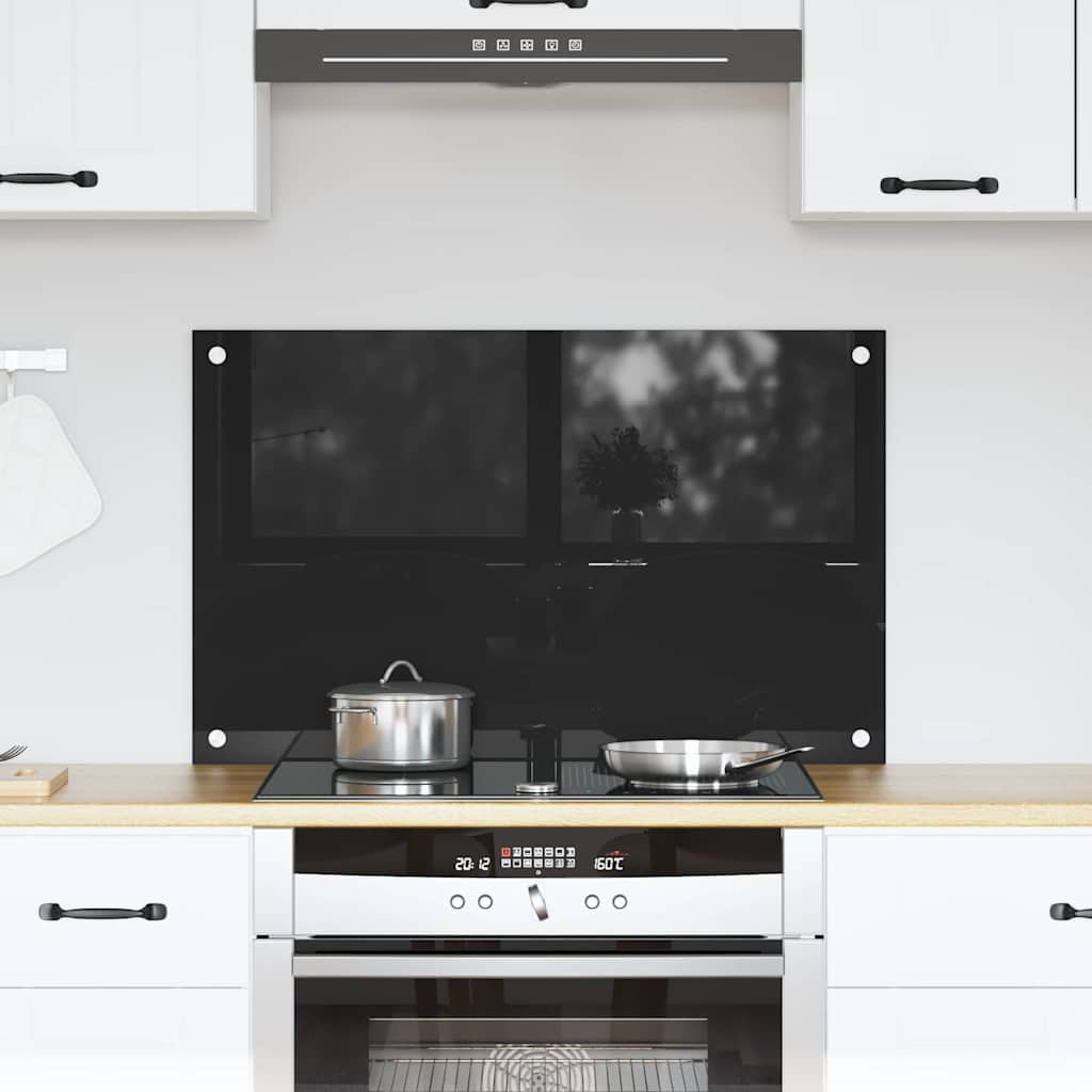 Køkkenbacksplash Sort 80 x 50 cm hærdet glas