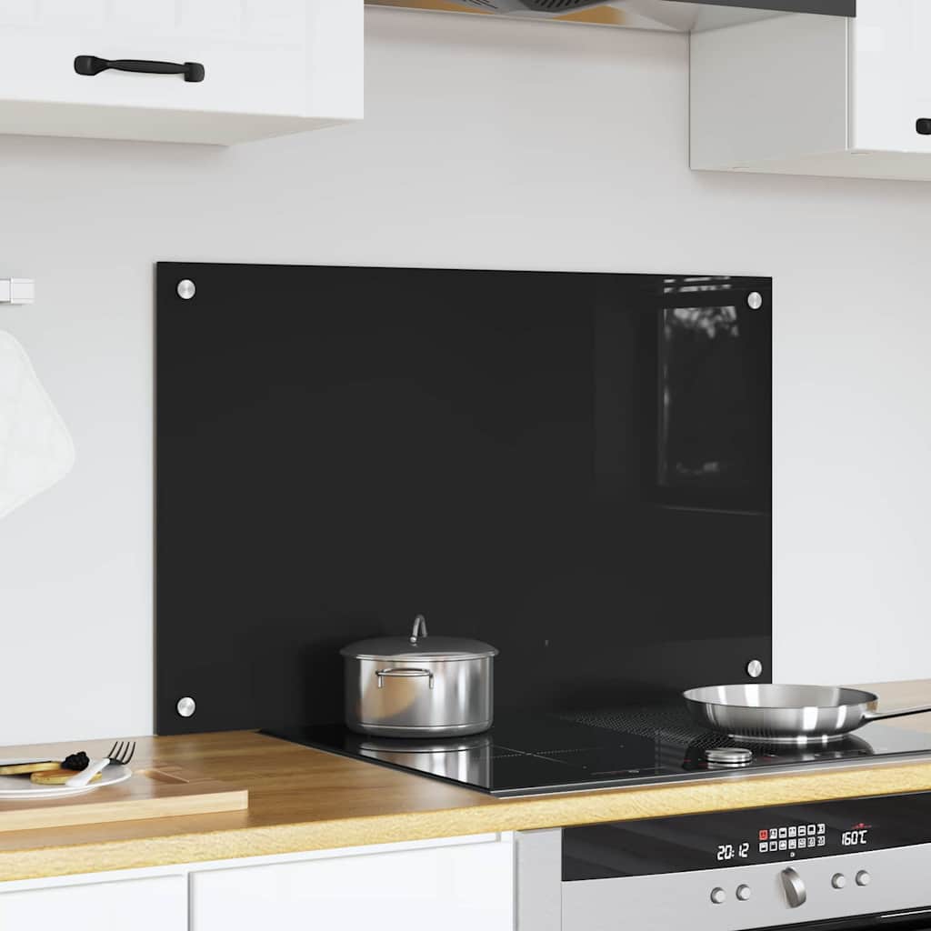 Køkkenbacksplash Sort 80 x 50 cm hærdet glas