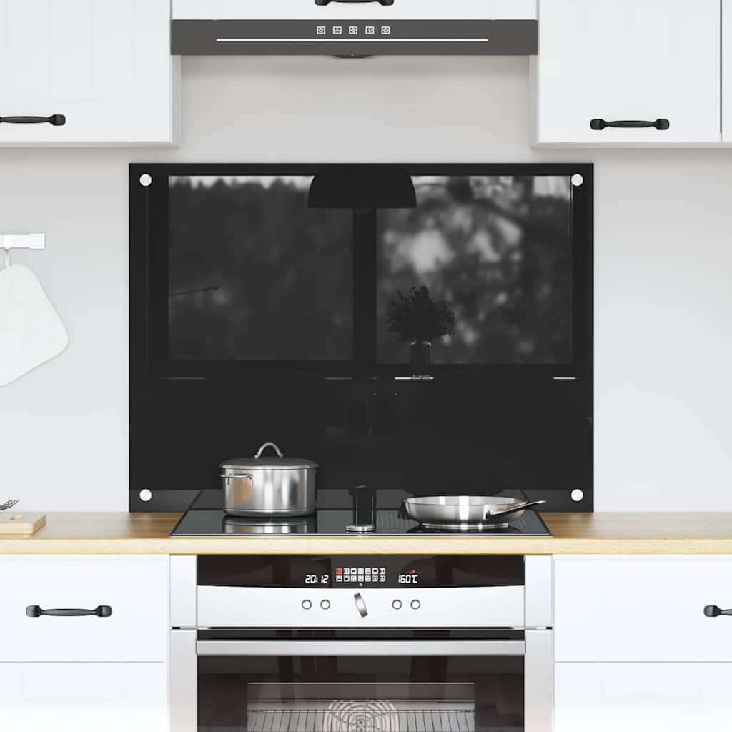 Køkkenbacksplash Sort 80 x 60 cm hærdet glas