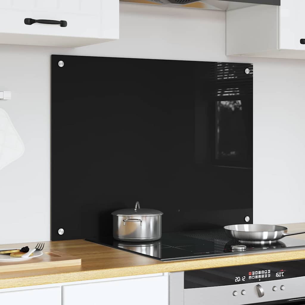 Køkkenbacksplash Sort 80 x 60 cm hærdet glas