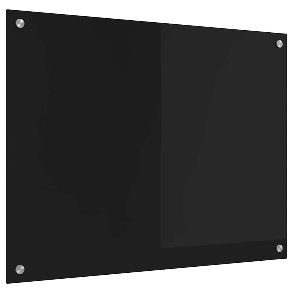 Køkkenbacksplash Sort 80 x 60 cm hærdet glas